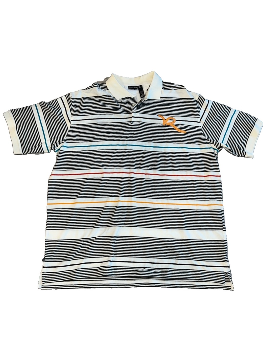Vintage New  Rocawear Polo Shirt 3XL White Striped Y2K Hip Hop Streetwear